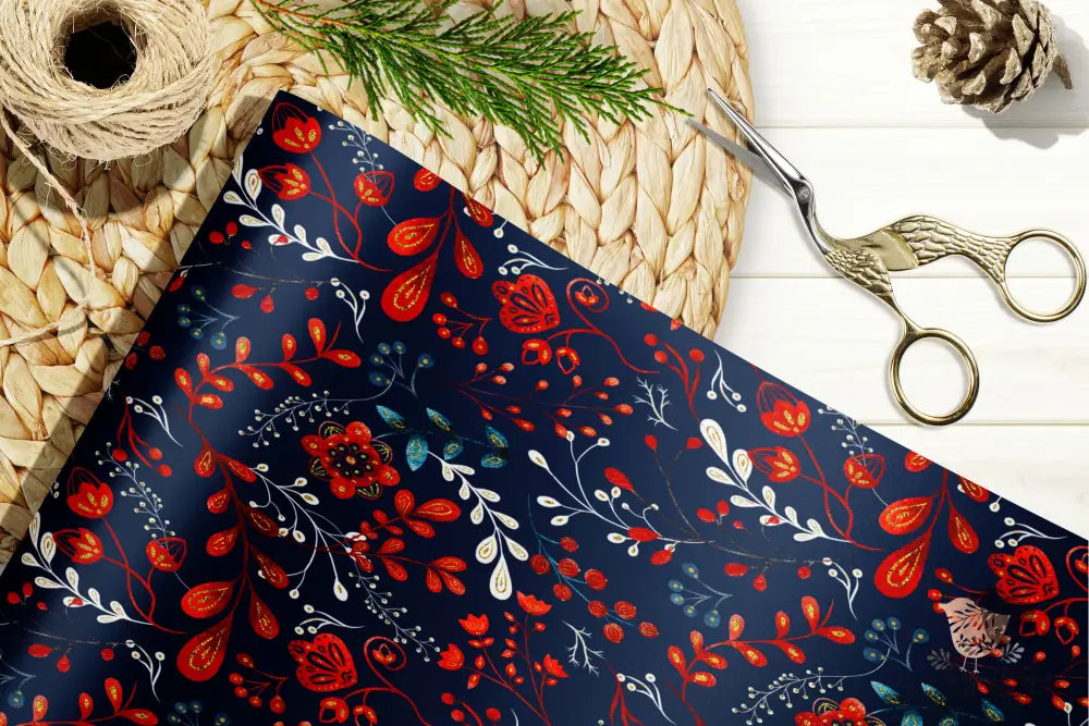 Elegant Red and Blue Holiday Wrapping Paper - Premium Craft Supplies & Tools > Party & Gifting > Packaging & Wrapping from Sugar and Spice Invitations - Just $26.10! Shop now at Sugar and Spice Paper