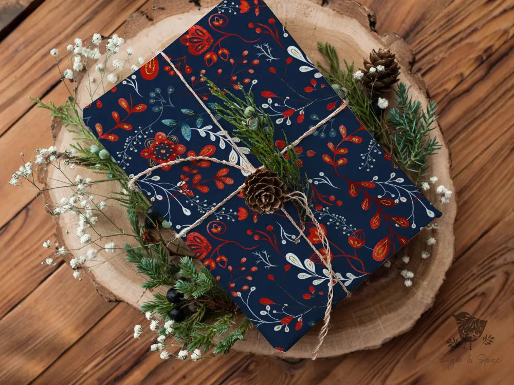 Elegant Red and Blue Holiday Wrapping Paper - Premium Craft Supplies & Tools > Party & Gifting > Packaging & Wrapping from Sugar and Spice Invitations - Just $26.10! Shop now at Sugar and Spice Paper