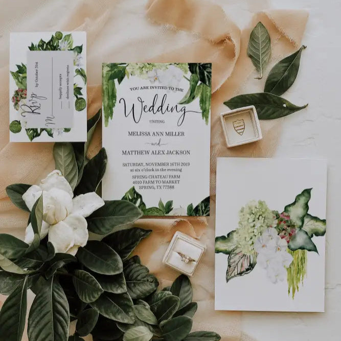 Elegant Watercolor Greenery Wedding Invitation - Premium Paper & Party Supplies > Paper > Invitations & Announcements > Invitations from Sugar and Spice Invitations - Just $2.15! Shop now at Sugar and Spice Paper