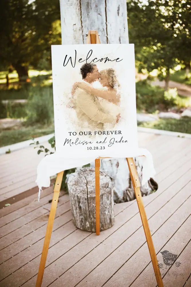 Elegant Watercolor Portrait Wedding Welcome Sign - Premium from Sugar and Spice Invitations - Just $65! Shop now at Sugar and Spice Paper