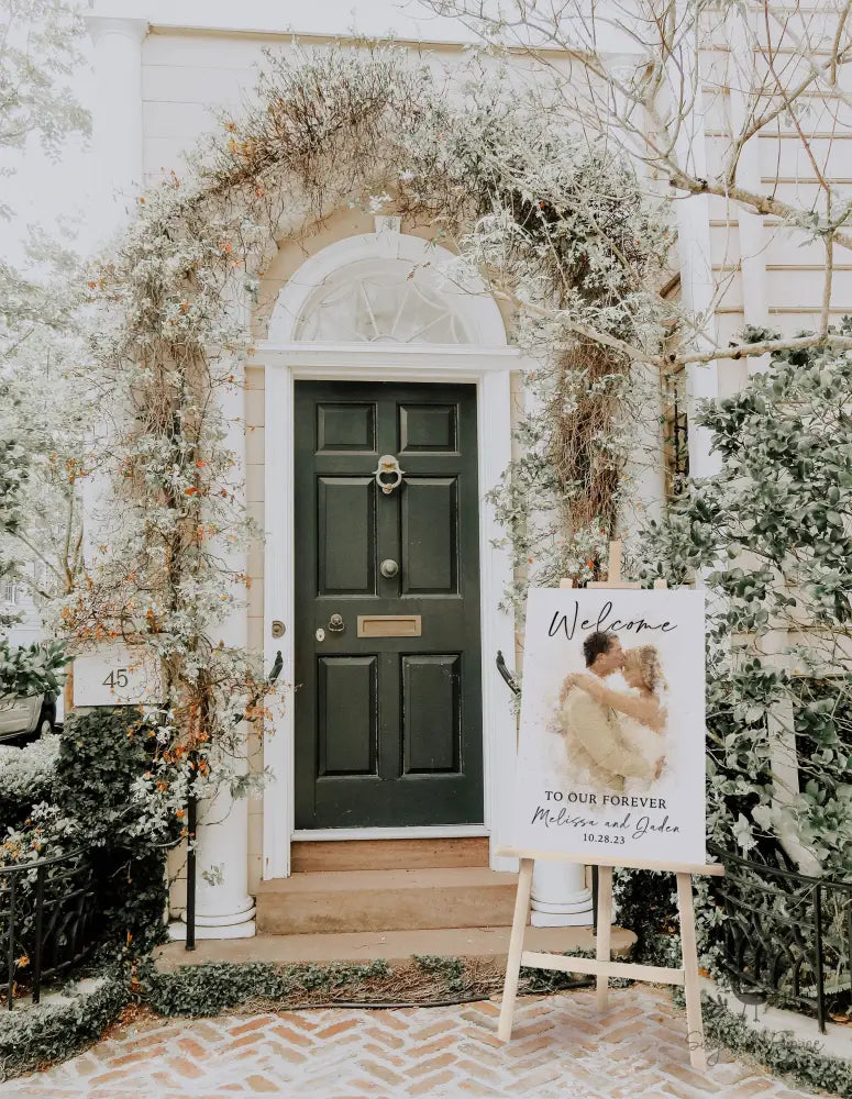 Elegant Watercolor Portrait Wedding Welcome Sign - Premium from Sugar and Spice Invitations - Just $65! Shop now at Sugar and Spice Paper