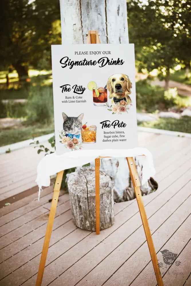 Elegant Wedding Cat and Dog Drink Sign - Premium  from Sugar and Spice Invitations - Just $35! Shop now at Sugar and Spice Paper