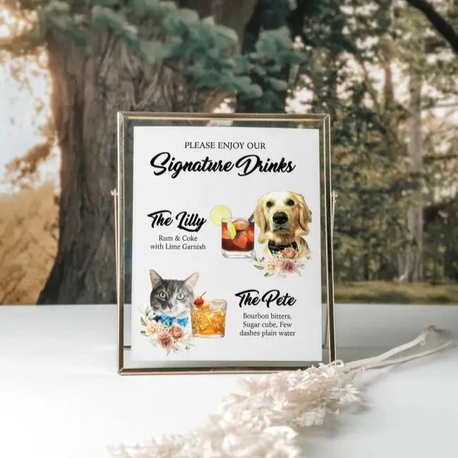 Elegant Wedding Cat and Dog Drink Sign - Premium from Sugar and Spice Invitations - Just $35! Shop now at Sugar and Spice Paper