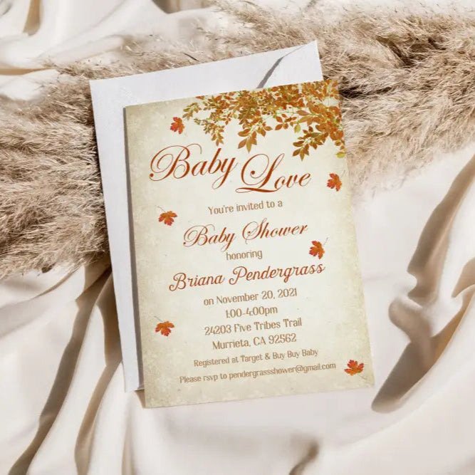 Fall Baby Love Baby Shower Invitation - Premium from Sugar and Spice Invitations - Just $1.95! Shop now at Sugar and Spice Paper
