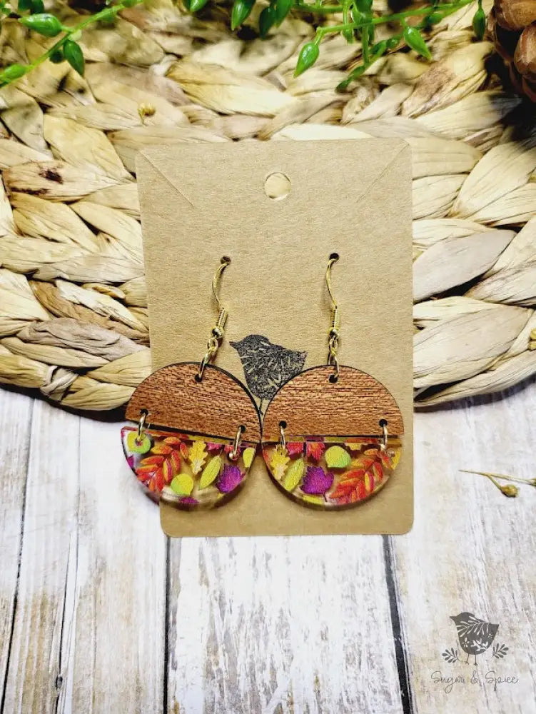 Fall Leaves Half Circle Earrings - Premium  from Sugar and Spice Invitations - Just $11.25! Shop now at Sugar and Spice Paper