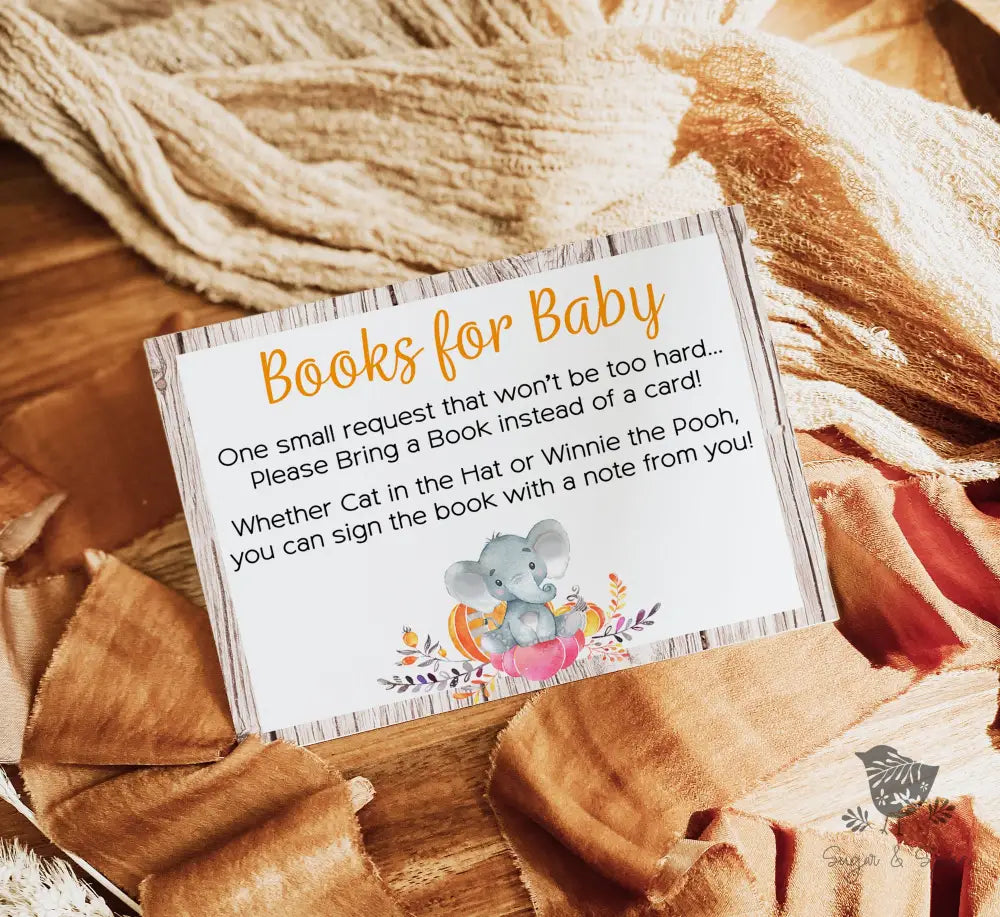 Fall Pumpkin Elephant Books for Baby - Premium Paper & Party Supplies > Paper > Invitations & Announcements > Invitations from Sugar and Spice Invitations - Just $1.50! Shop now at Sugar and Spice Paper