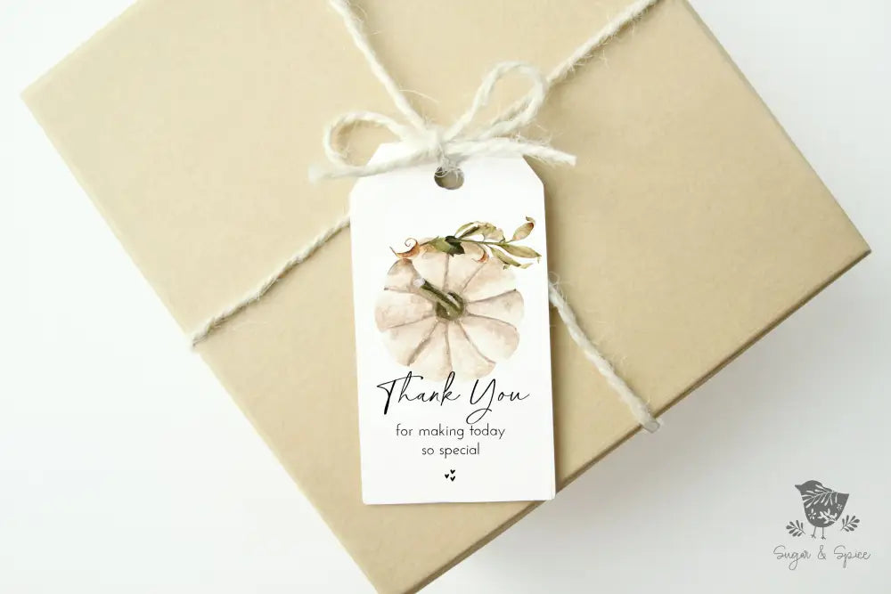 Fall Pumpkin Thank You Gift Tag - Premium Craft Supplies & Tools > Party & Gifting > Labels, Stickers & Tags > Tags from Sugar and Spice Invitations - Just $24! Shop now at Sugar and Spice Paper