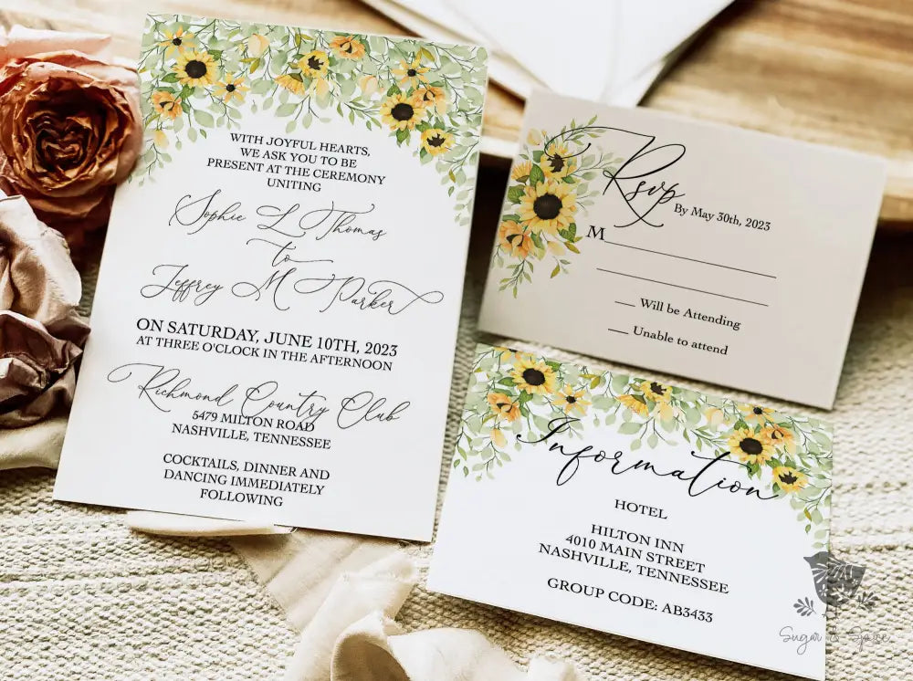 Fall Sunflower Wedding Invitation Suite - Premium from Sugar and Spice Invitations - Just $2.15! Shop now at Sugar and Spice Paper