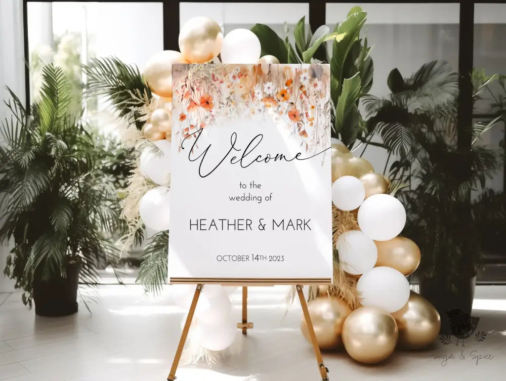 Fall Watercolor Wedding Welcome Sign - Premium from Sugar and Spice Invitations - Just $31.50! Shop now at Sugar and Spice Paper