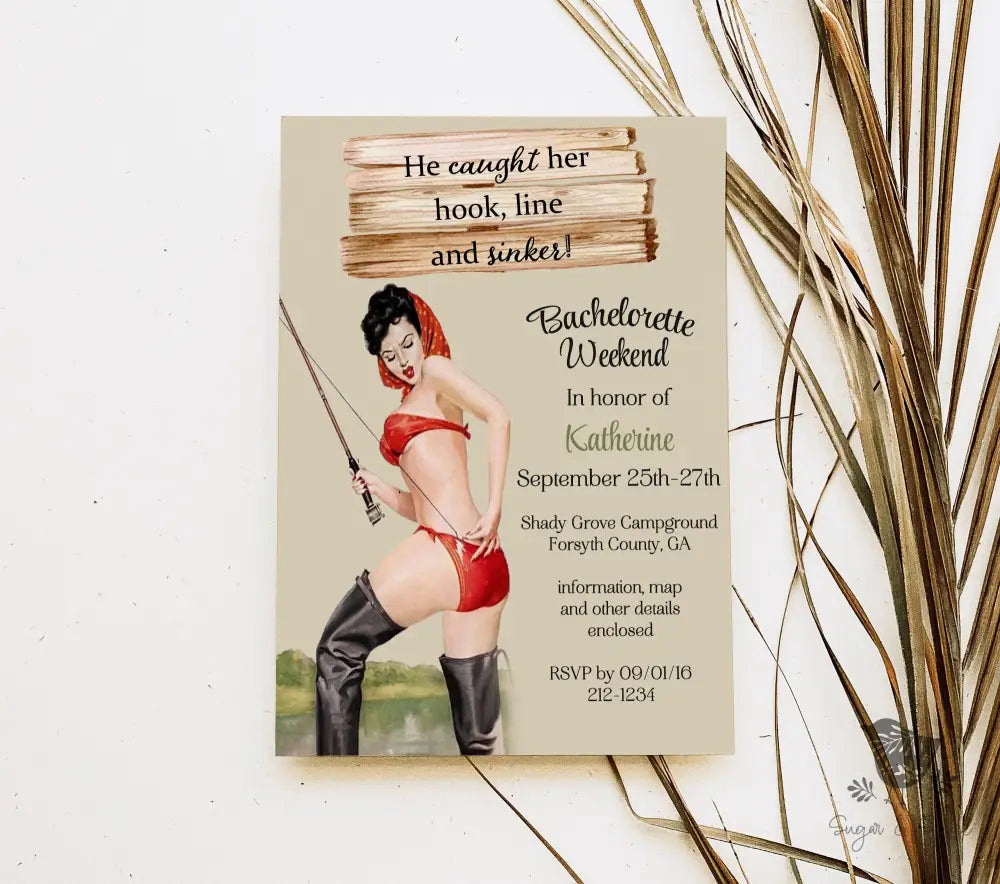 Fishing Bachelorette Weekend Bridal Shower Invitation - Premium from Sugar and Spice Invitations - Just $1.95! Shop now at Sugar and Spice Paper
