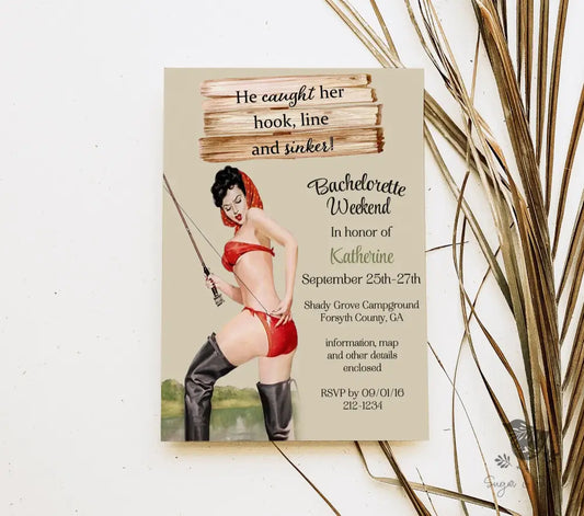 Fishing Bachelorette Weekend Bridal Shower Invitation - Premium  from Sugar and Spice Invitations - Just $1.95! Shop now at Sugar and Spice Paper