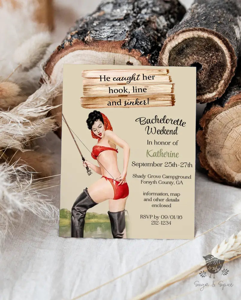 Fishing Bachelorette Weekend Bridal Shower Invitation - Premium from Sugar and Spice Invitations - Just $1.95! Shop now at Sugar and Spice Paper