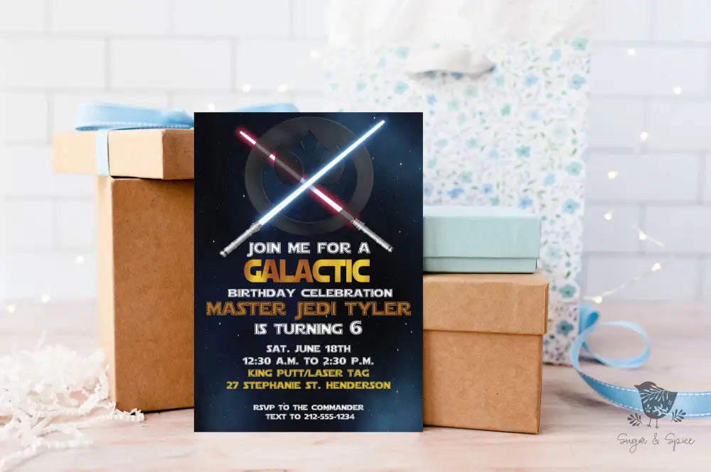 Galactic Space Birthday Invitation - Premium Digital File from Sugar and Spice Invitations - Just $1.95! Shop now at Sugar and Spice Paper