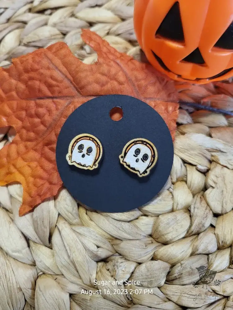 Ghost Halloween Stud Earrings - Premium  from Sugar and Spice Invitations - Just $6! Shop now at Sugar and Spice Paper