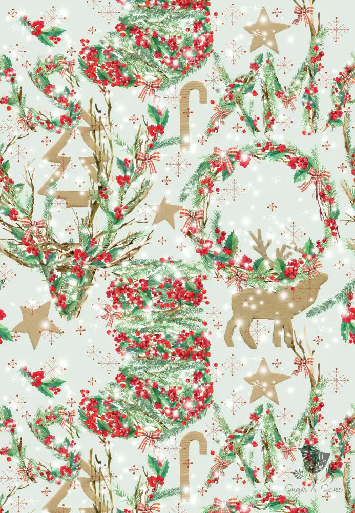 Gold and Green Holiday Wrapping Paper - Premium Craft Supplies & Tools > Party & Gifting > Packaging & Wrapping from Sugar and Spice Invitations - Just $26.10! Shop now at Sugar and Spice Paper