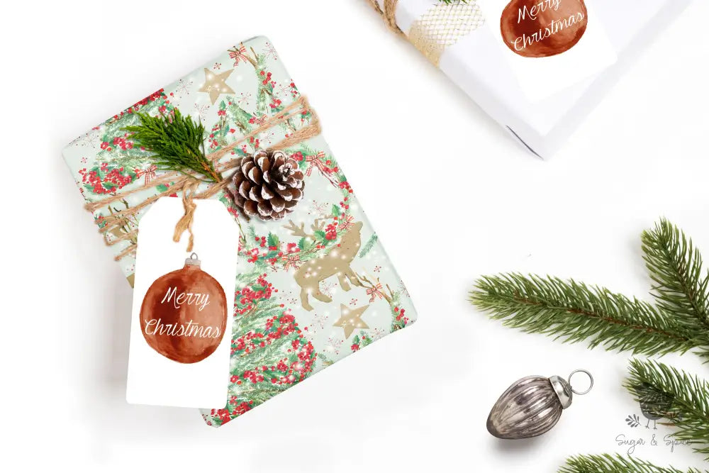 Gold and Green Holiday Wrapping Paper - Premium Craft Supplies & Tools > Party & Gifting > Packaging & Wrapping from Sugar and Spice Invitations - Just $26.10! Shop now at Sugar and Spice Paper