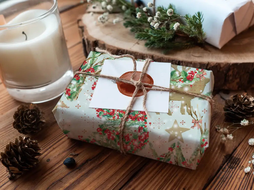 Gold and Green Holiday Wrapping Paper - Premium Craft Supplies & Tools > Party & Gifting > Packaging & Wrapping from Sugar and Spice Invitations - Just $26.10! Shop now at Sugar and Spice Paper