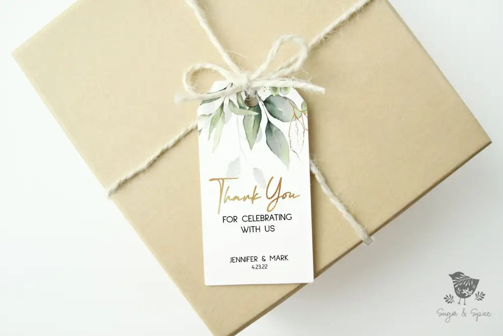 Gold Eucalyptus Thank You Gift Tag - Premium Craft Supplies & Tools > Party & Gifting > Labels, Stickers & Tags > Tags from Sugar and Spice Invitations - Just $24! Shop now at Sugar and Spice Paper