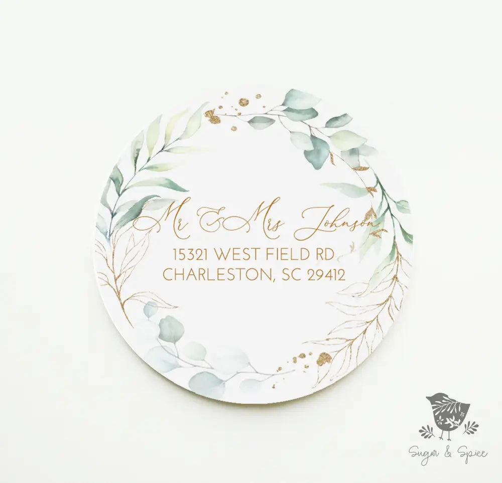 Gold Greenery Watercolor Return Address Sticker - Premium  from Sugar and Spice Invitations - Just $9.95! Shop now at Sugar and Spice Paper
