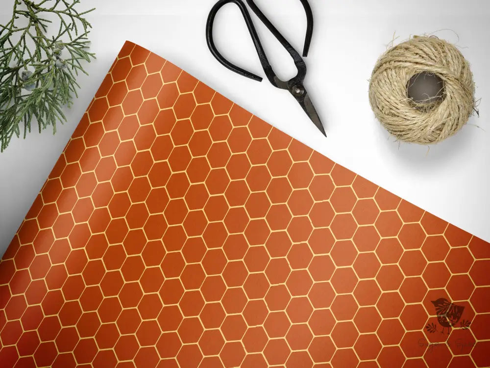 Gold Honeycomb Wrapping Paper - Premium Craft Supplies & Tools > Party & Gifting > Packaging & Wrapping from Sugar and Spice Invitations - Just $26.10! Shop now at Sugar and Spice Paper
