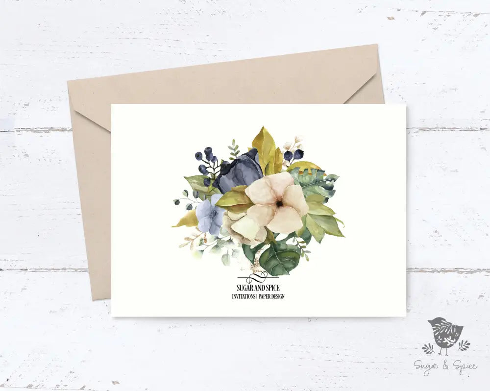 Gold Letter Floral Bridal Shower Invitation - Premium  from Sugar and Spice Invitations - Just $1.95! Shop now at Sugar and Spice Paper