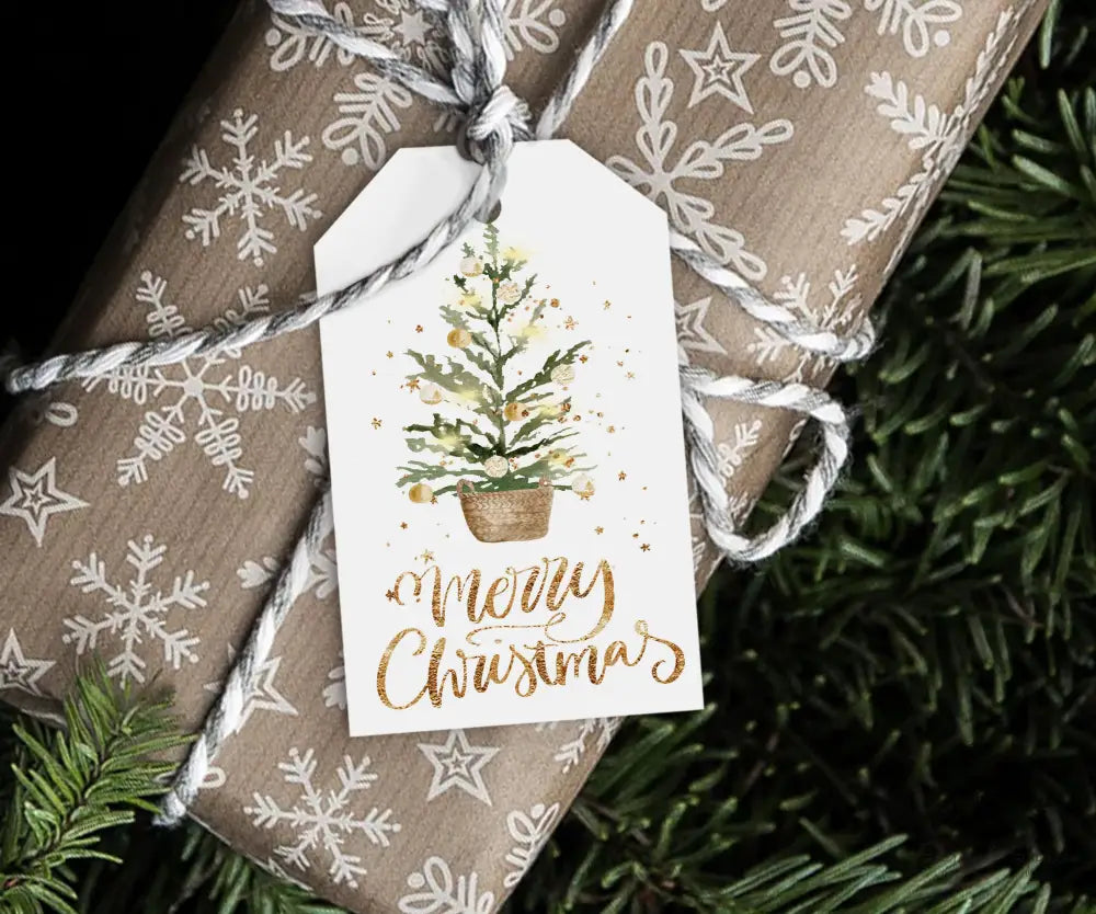 Gold Old World Christmas Tree Gift Tag - Premium Craft Supplies & Tools > Party & Gifting > Labels, Stickers & Tags > Tags from Sugar and Spice Invitations - Just $26! Shop now at Sugar and Spice Paper