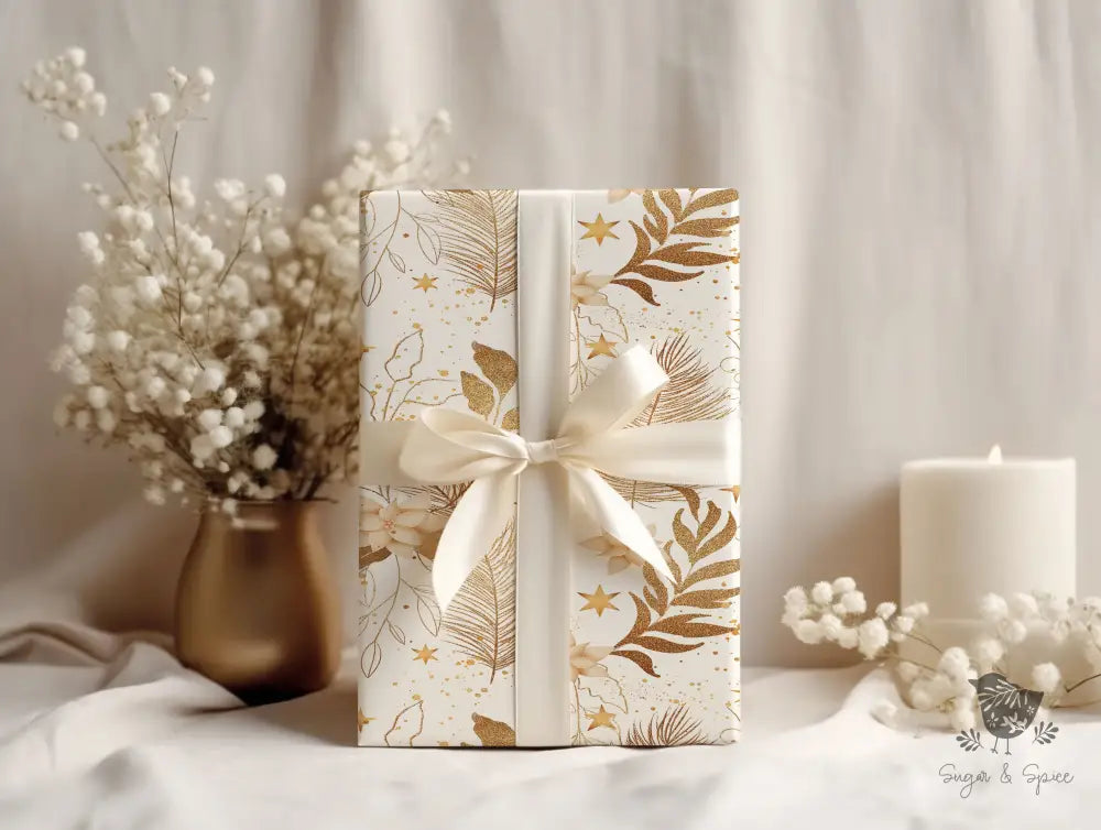 Gold Poinsettia Christmas Wrapping Paper - Premium Craft Supplies & Tools > Party & Gifting > Packaging & Wrapping from Sugar and Spice Invitations - Just $26.10! Shop now at Sugar and Spice Paper