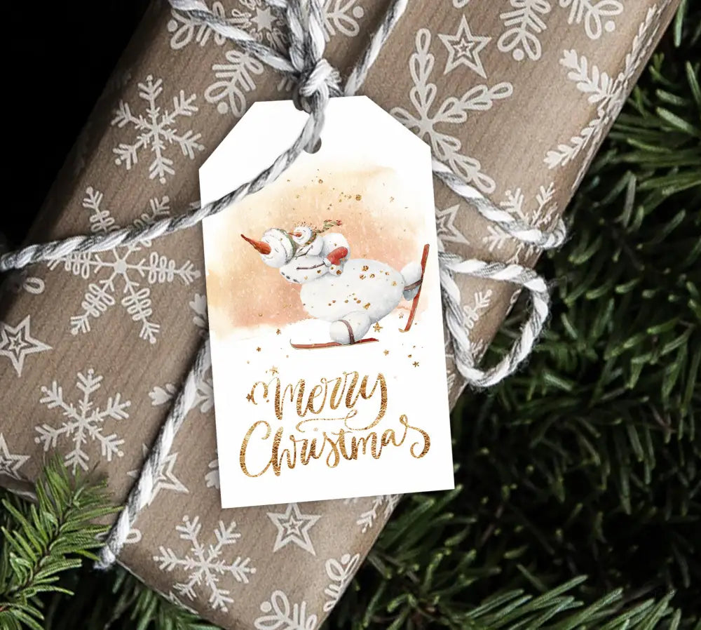 Gold Snowman Christmas Gift Tag - Premium Craft Supplies & Tools > Party & Gifting > Labels, Stickers & Tags > Tags from Sugar and Spice Invitations - Just $26! Shop now at Sugar and Spice Paper