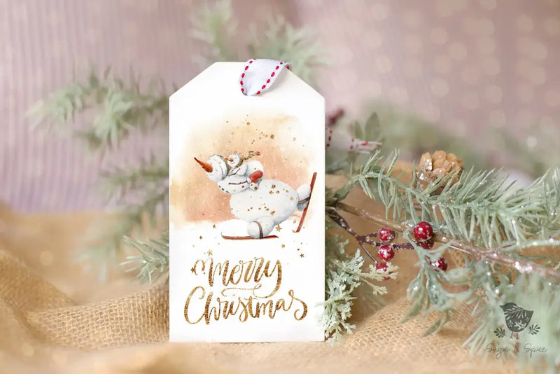Gold Snowman Christmas Gift Tag - Premium Craft Supplies & Tools > Party & Gifting > Labels, Stickers & Tags > Tags from Sugar and Spice Invitations - Just $26! Shop now at Sugar and Spice Paper