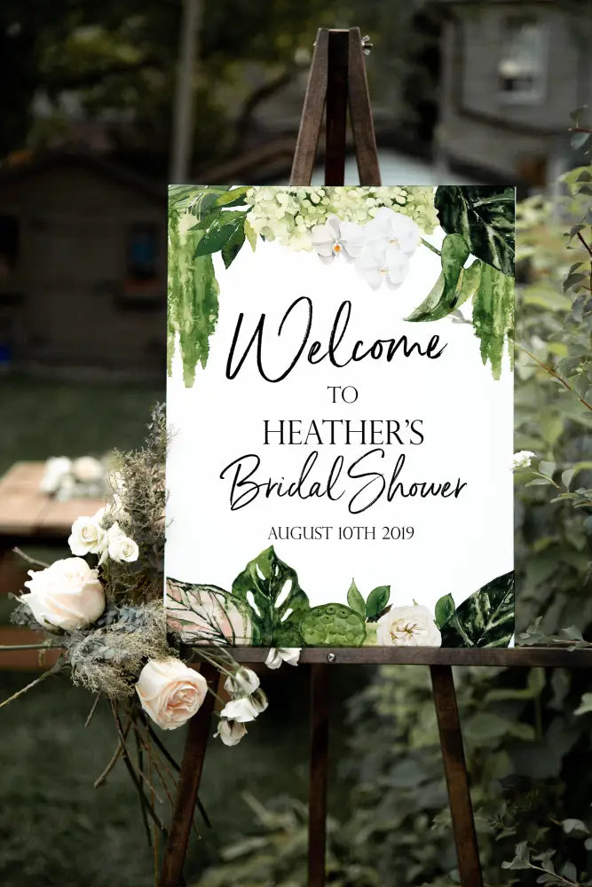 Greenery and White Flowers Welcome Sign - Premium from Sugar and Spice Invitations - Just $35! Shop now at Sugar and Spice Paper