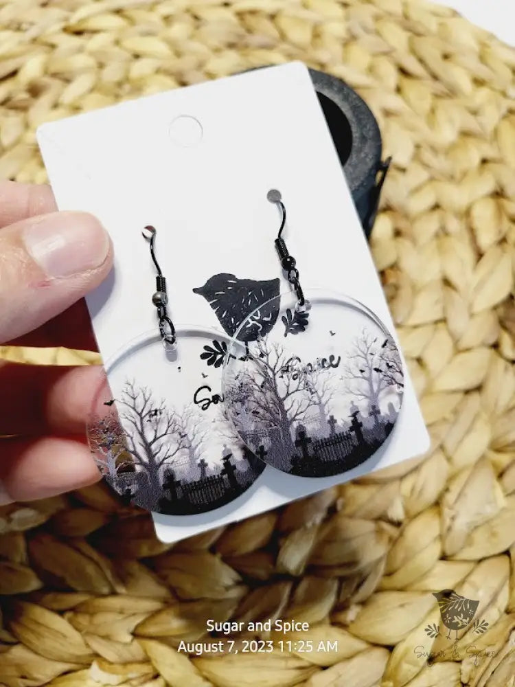 Halloween Cemetery Earrings - Premium  from Sugar and Spice Invitations - Just $11.25! Shop now at Sugar and Spice Paper