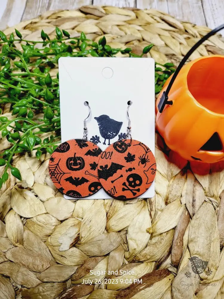 Halloween Round Earrings - Premium  from Sugar and Spice Invitations - Just $11.25! Shop now at Sugar and Spice Paper