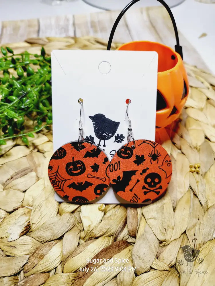 Halloween Round Earrings - Premium  from Sugar and Spice Invitations - Just $11.25! Shop now at Sugar and Spice Paper