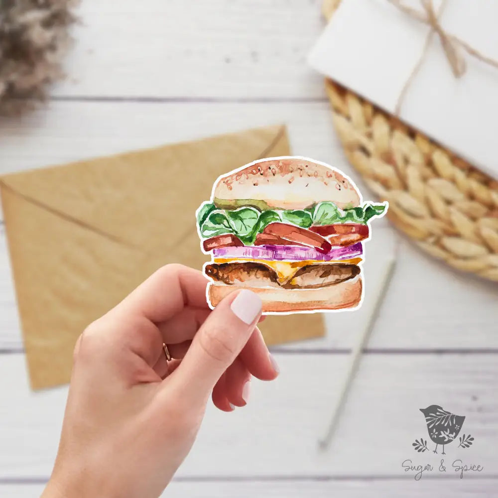 Hamburger Fast-food Waterproof Sticker - Premium  from Sugar and Spice Invitations - Just $2.40! Shop now at Sugar and Spice Paper