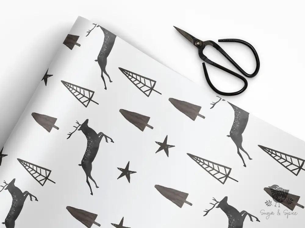 Hand Drawn Deer Christmas Wrapping Paper - Premium Craft Supplies & Tools > Party & Gifting > Packaging & Wrapping from Sugar and Spice Invitations - Just $26.10! Shop now at Sugar and Spice Paper