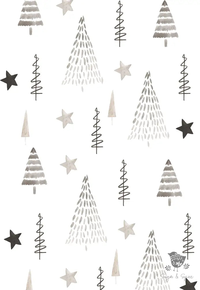 Hand Drawn Trees Christmas Wrapping Paper - Premium Craft Supplies & Tools > Party & Gifting > Packaging & Wrapping from Sugar and Spice Invitations - Just $26.10! Shop now at Sugar and Spice Paper