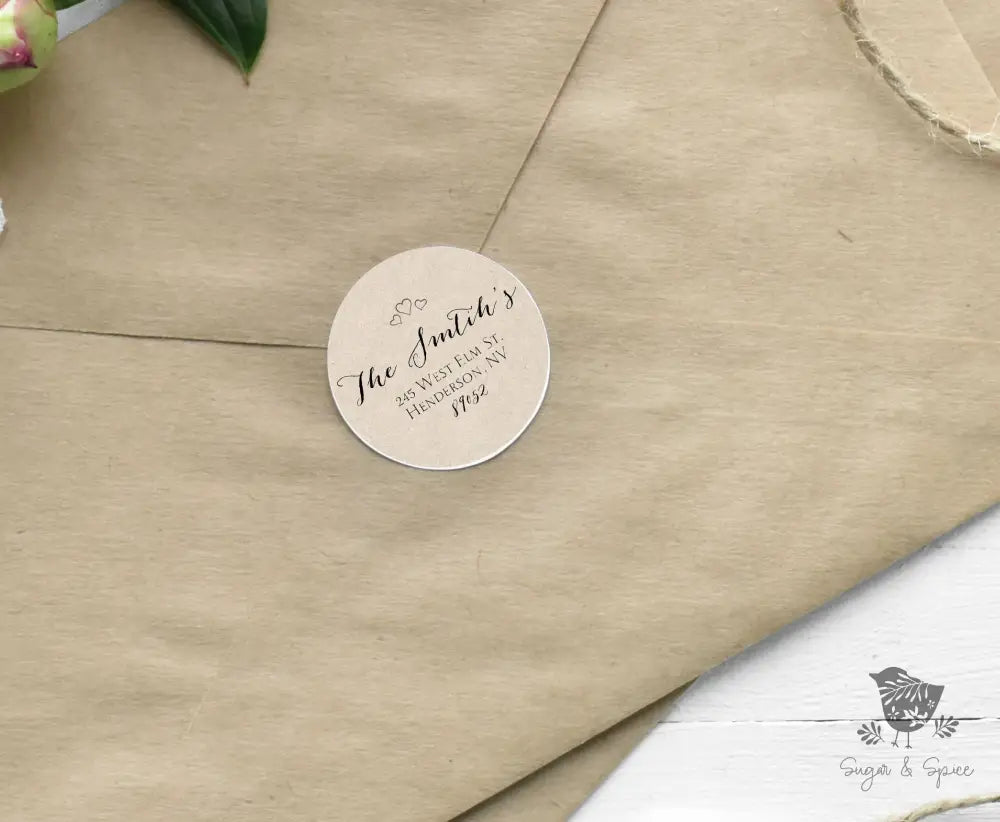 Heart Kraft Return Address Sticker - Premium  from Sugar and Spice Invitations - Just $9.95! Shop now at Sugar and Spice Paper