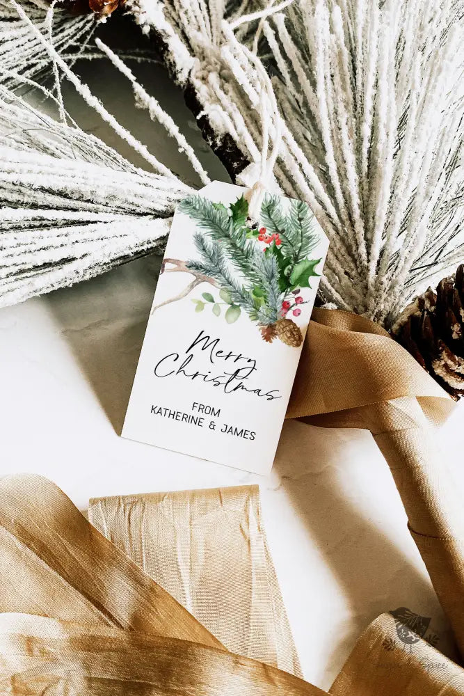 Holiday Pine Christmas gift tag - Premium Craft Supplies & Tools > Party & Gifting > Labels, Stickers & Tags > Tags from Sugar and Spice Invitations - Just $26! Shop now at Sugar and Spice Paper