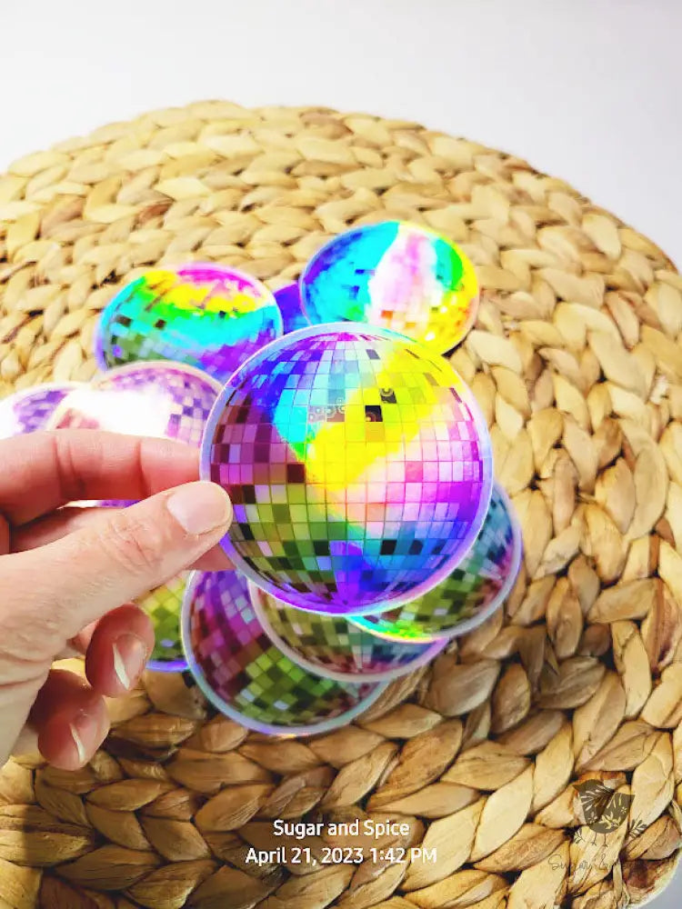 Holographic Disco Ball Waterproof Stickers - Premium from Sugar and Spice Invitations - Just $3.50! Shop now at Sugar and Spice Paper