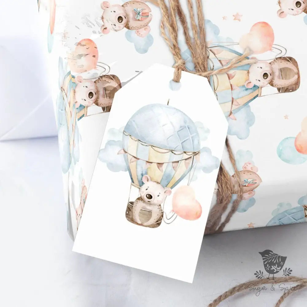 Hot Air Balloon Bear Gift Tag - Premium Craft Supplies & Tools > Party & Gifting > Labels, Stickers & Tags > Tags from Sugar and Spice Invitations - Just $24! Shop now at Sugar and Spice Paper