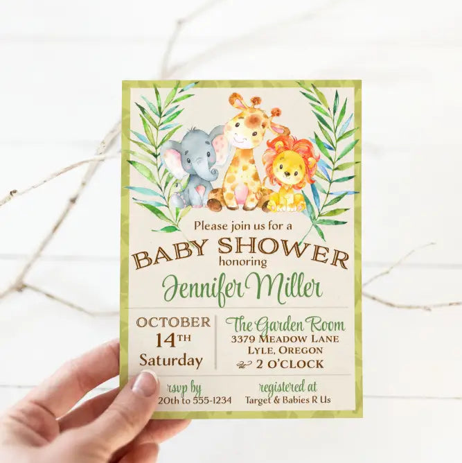 Jungle Baby Shower Invitation - Premium from Sugar and Spice Invitations - Just $1.95! Shop now at Sugar and Spice Paper