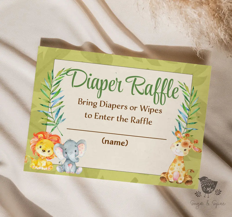 Jungle Diaper Raffle - Premium Paper & Party Supplies > Paper > Invitations & Announcements > Invitations from Sugar and Spice Invitations - Just $1.90! Shop now at Sugar and Spice Paper