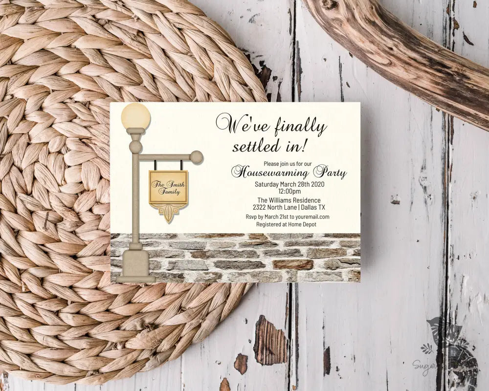 Lamp Post Housewarming Invitation - Premium Digital File from Sugar and Spice Invitations - Just $2.10! Shop now at Sugar and Spice Paper