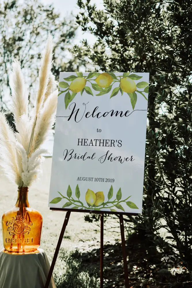 Lemon and Greenery Welcome Sign - Premium from Sugar and Spice Invitations - Just $35! Shop now at Sugar and Spice Paper