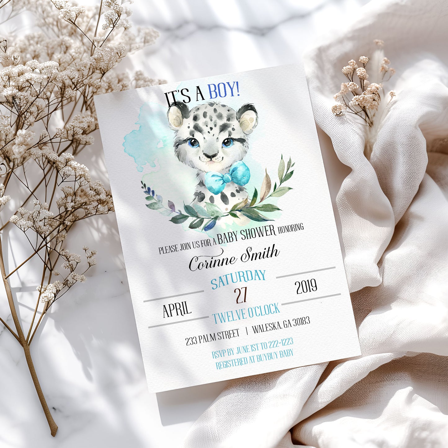 Little Leopard Baby Shower Invitation
