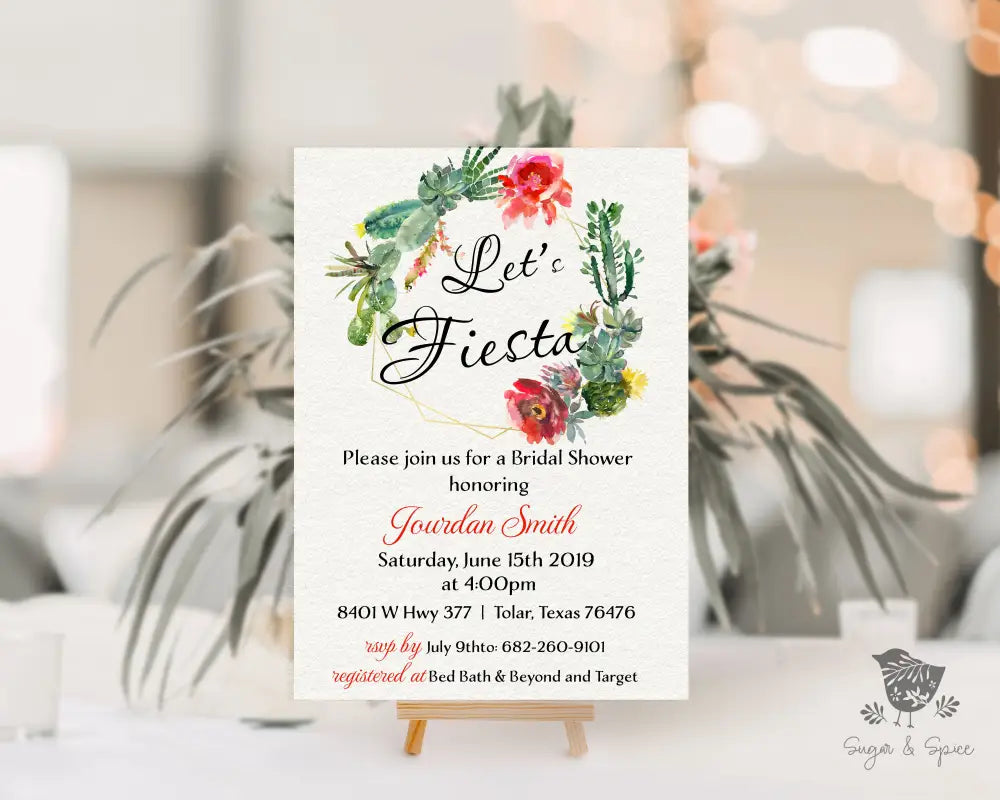 Let's Fiesta Bridal Shower Invitation - Premium from Sugar and Spice Invitations - Just $1.95! Shop now at Sugar and Spice Paper