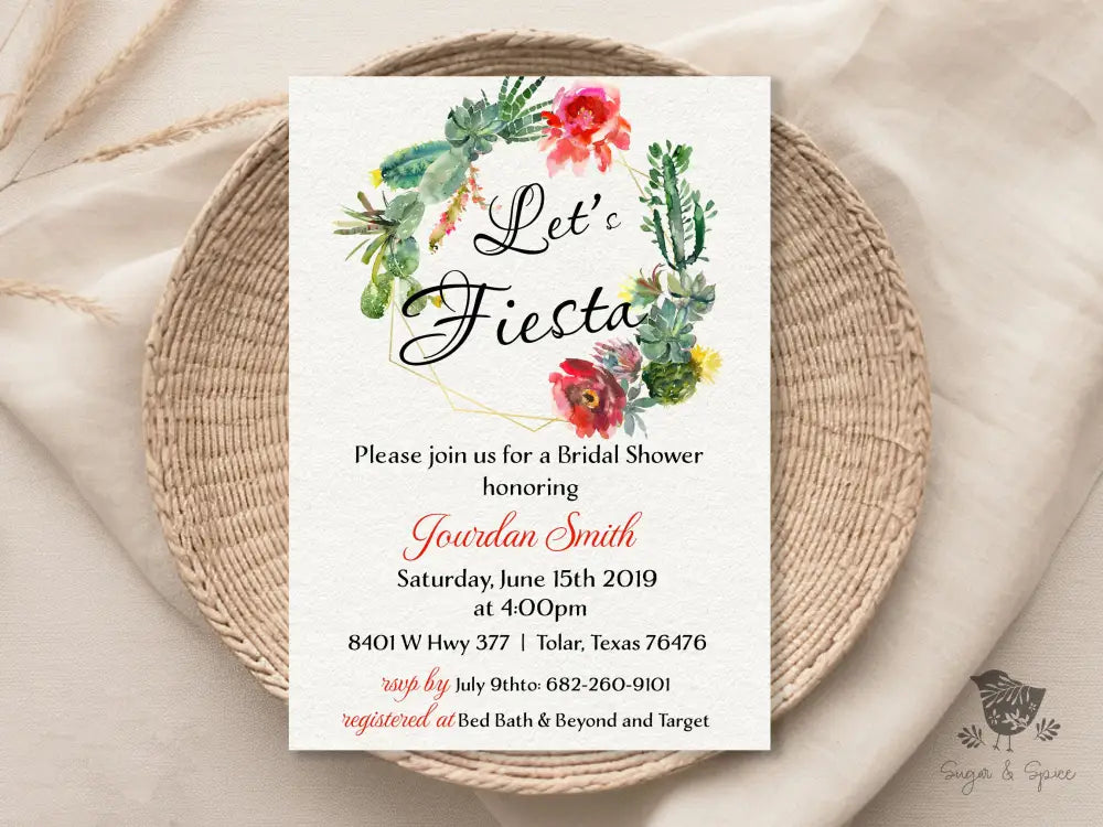 Let's Fiesta Bridal Shower Invitation - Premium from Sugar and Spice Invitations - Just $1.95! Shop now at Sugar and Spice Paper