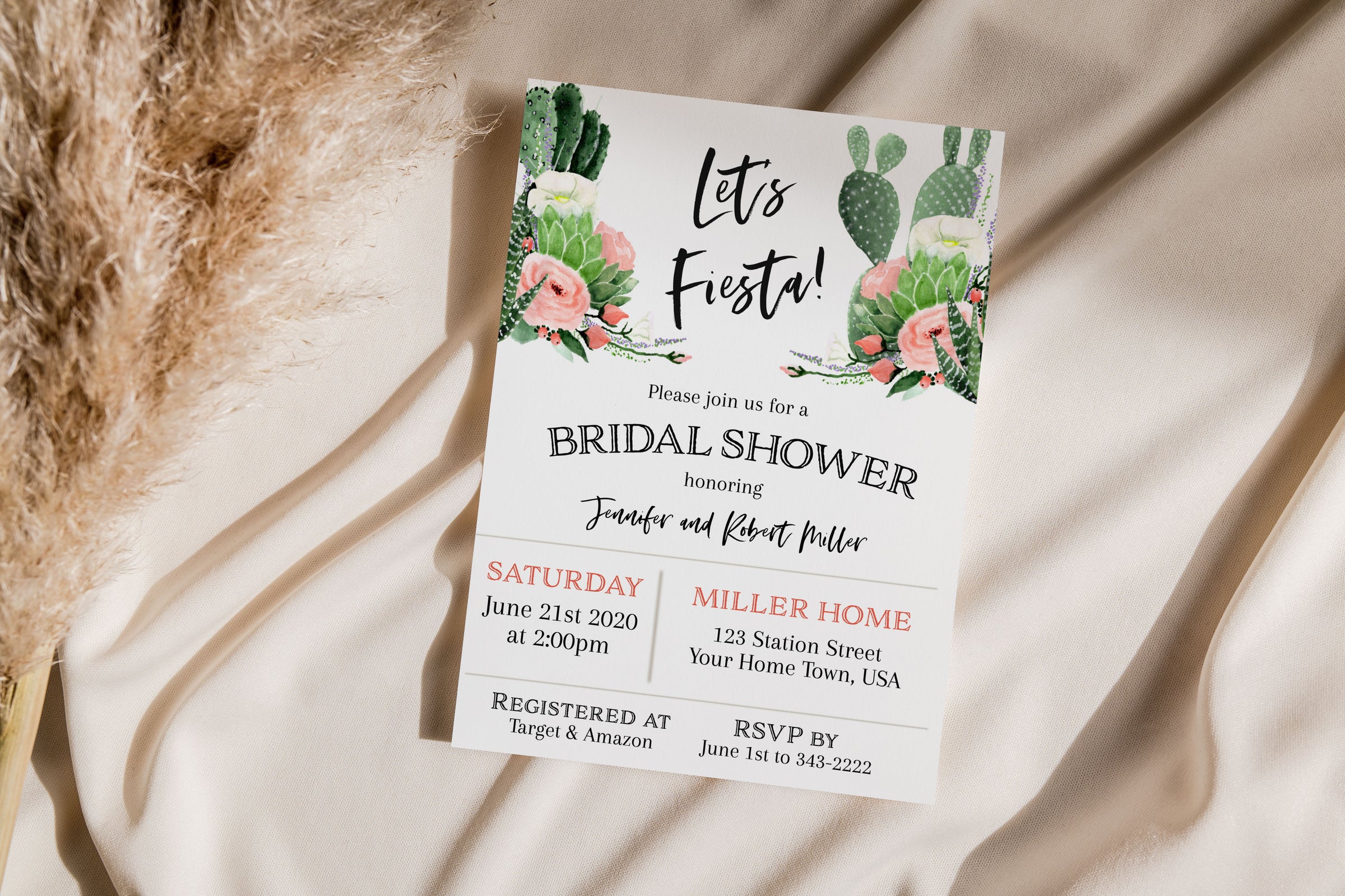 Let's Fiesta Cactus Bridal Shower Invitation