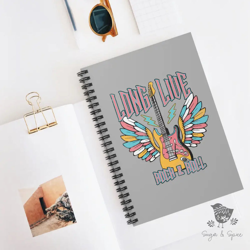 Long Live Rock N Roll Spiral Notebook - Ruled Line - Premium Paper products from Printify - Just $14! Shop now at Sugar and Spice Paper