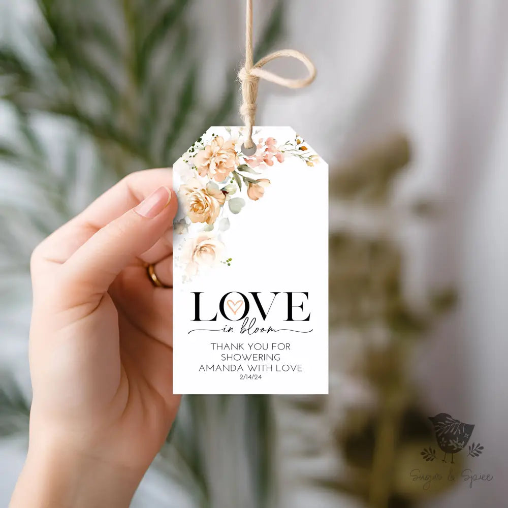 Love in Bloom Pink Floral Gift Tag - Premium Craft Supplies & Tools > Party & Gifting > Labels, Stickers & Tags > Tags from Sugar and Spice Invitations - Just $23.40! Shop now at Sugar and Spice Paper